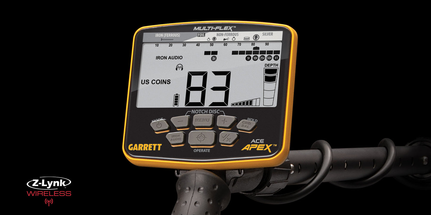 Garrett Ace Apex Metal Detector with Viper DD coil and coil cover