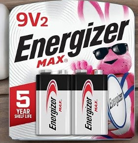 2 Pack Max9V Alkaline Replacement Barttery