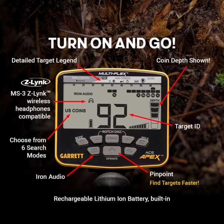 Garrett Ace Apex Metal Detector with Viper DD coil