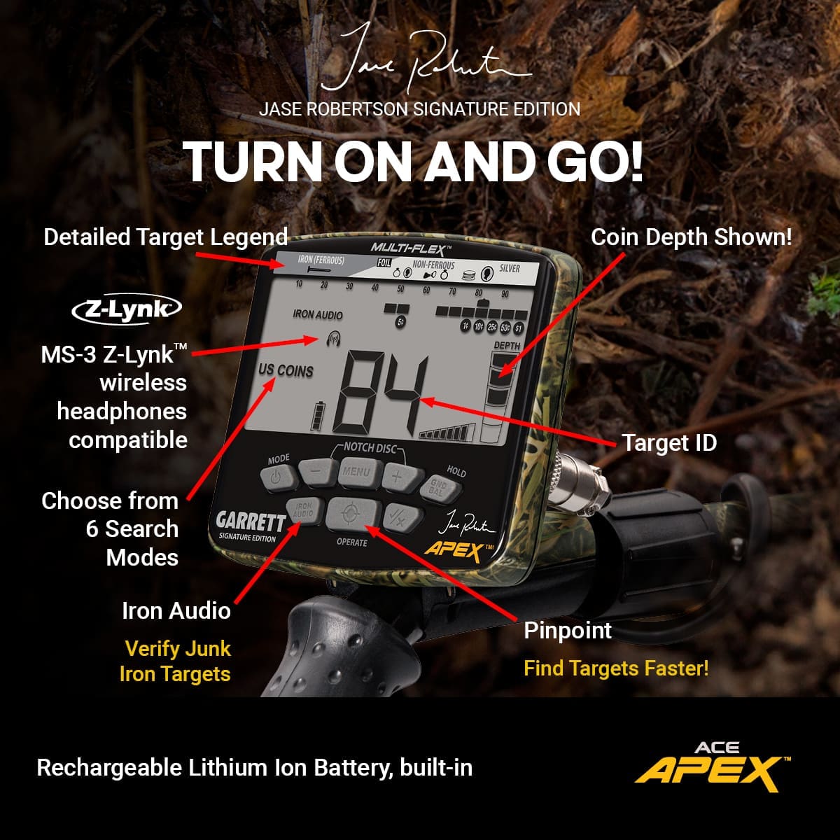 Detector Rental - Garrett Ace Apex/ Jase Robertson Edition